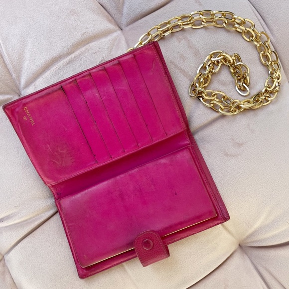 Chanel 1996-1997 CC Caviar Wallet on Chain in Pink w/Dust Bag - Picture 5 of 15